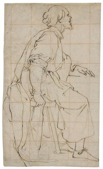 A man seated on a stool, facing right by Jacopo Chimenti