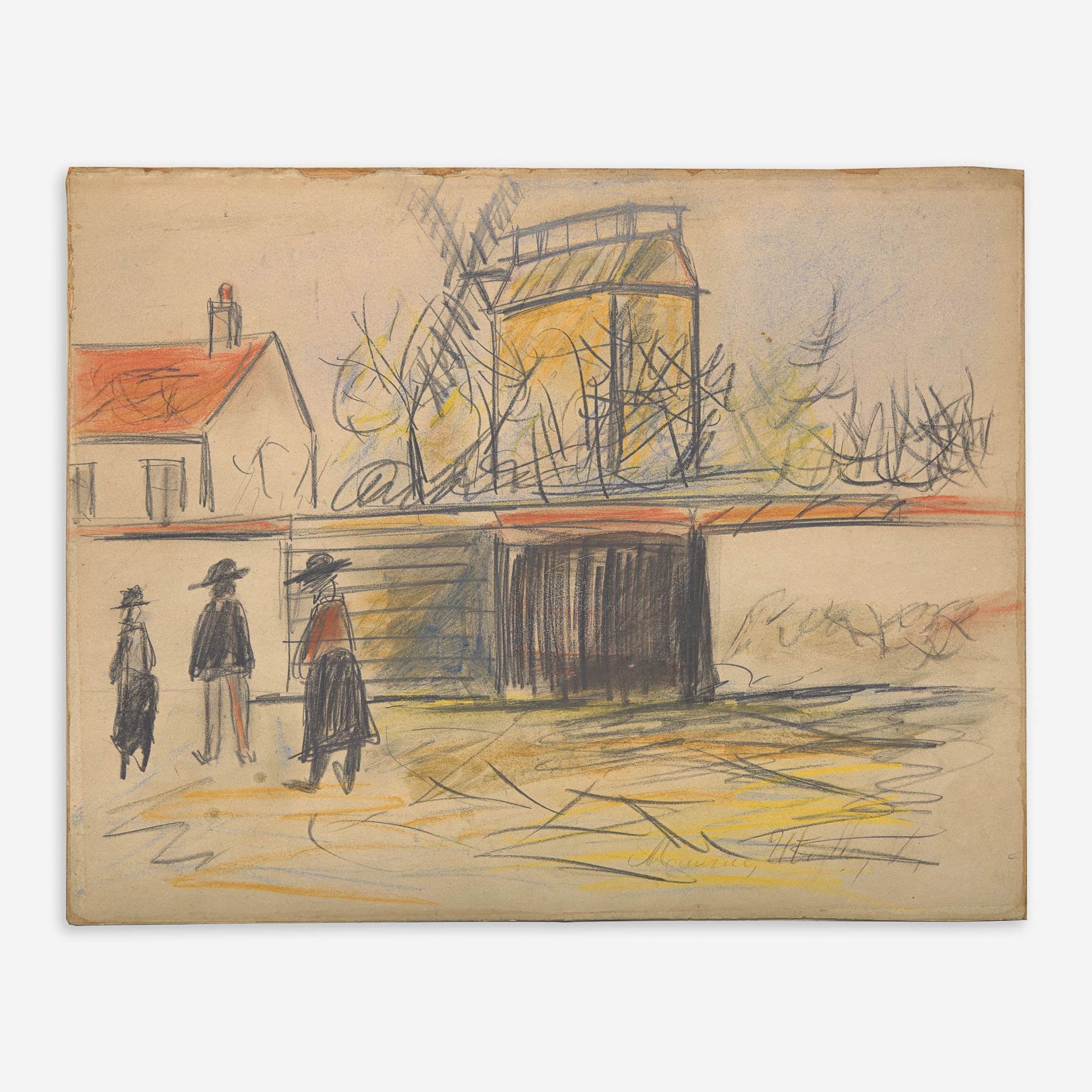 Artwork by Maurice Utrillo, Montmartre, Made of pencil and colored pencil on paper