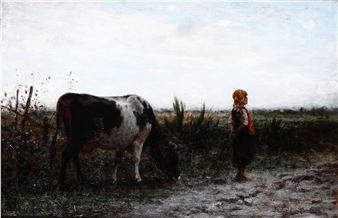 Contadinella con mucca - Luigi Steffani