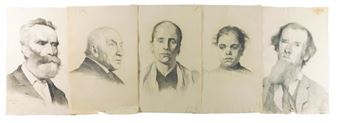 Five unframed portrait drawings - Jennie M. Burr