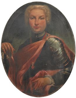 Portrait of Count János Bernard István Pálffy ab Erdöd (1664–1751), half-length, in armour with a red sash and wearing the Order of Saint Stephen, - Luigi Crespi