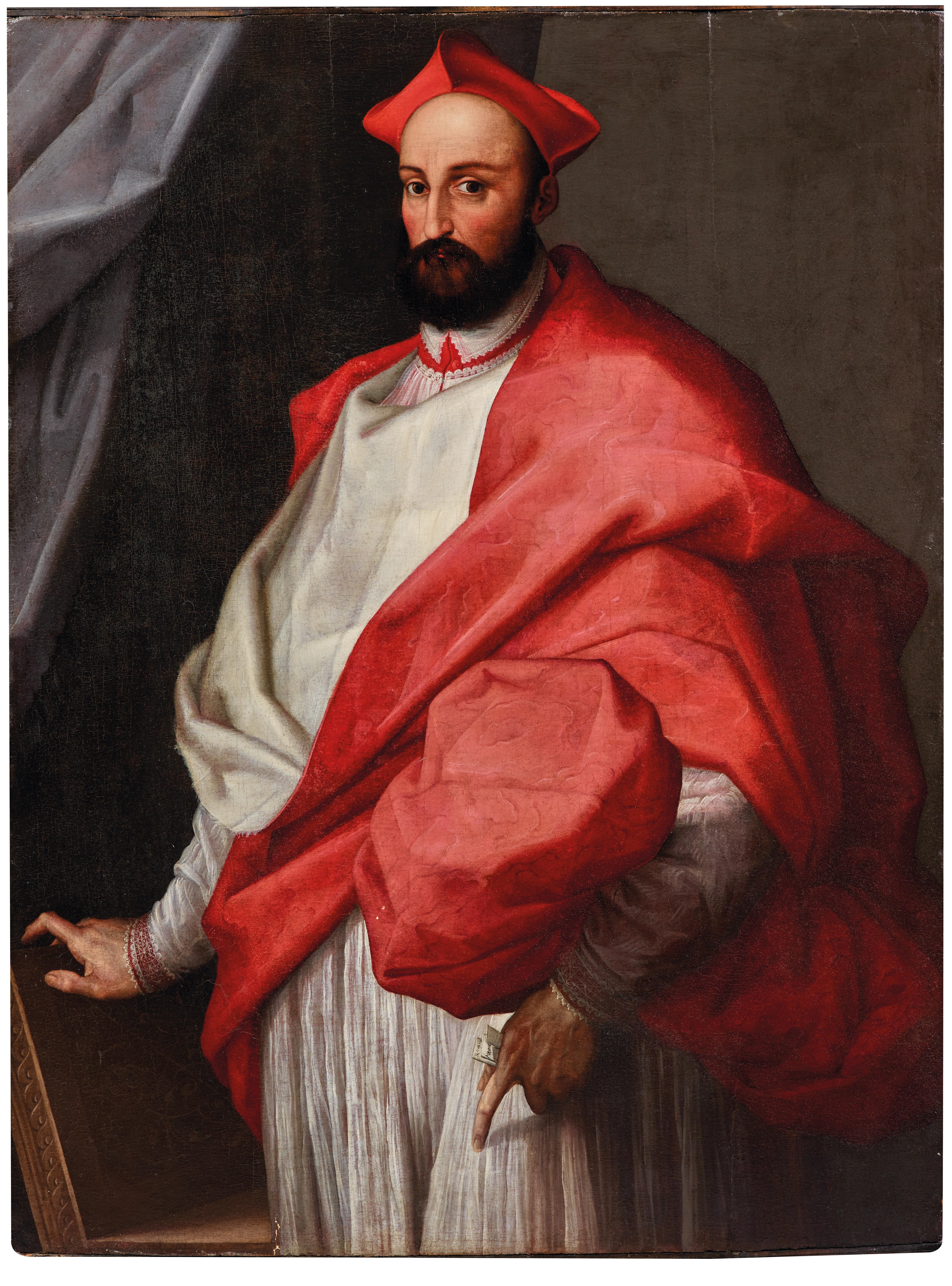 Artwork by Giovanni Maria Butteri, Portrait of a cardinal, half-length, possibly Filippo Boncompagni (1548–1586),, Made of oil on panel