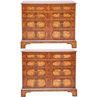Pair, with Heavily Inlaid Satinwood Tops and Drawer Fronts - Maitland-Smith