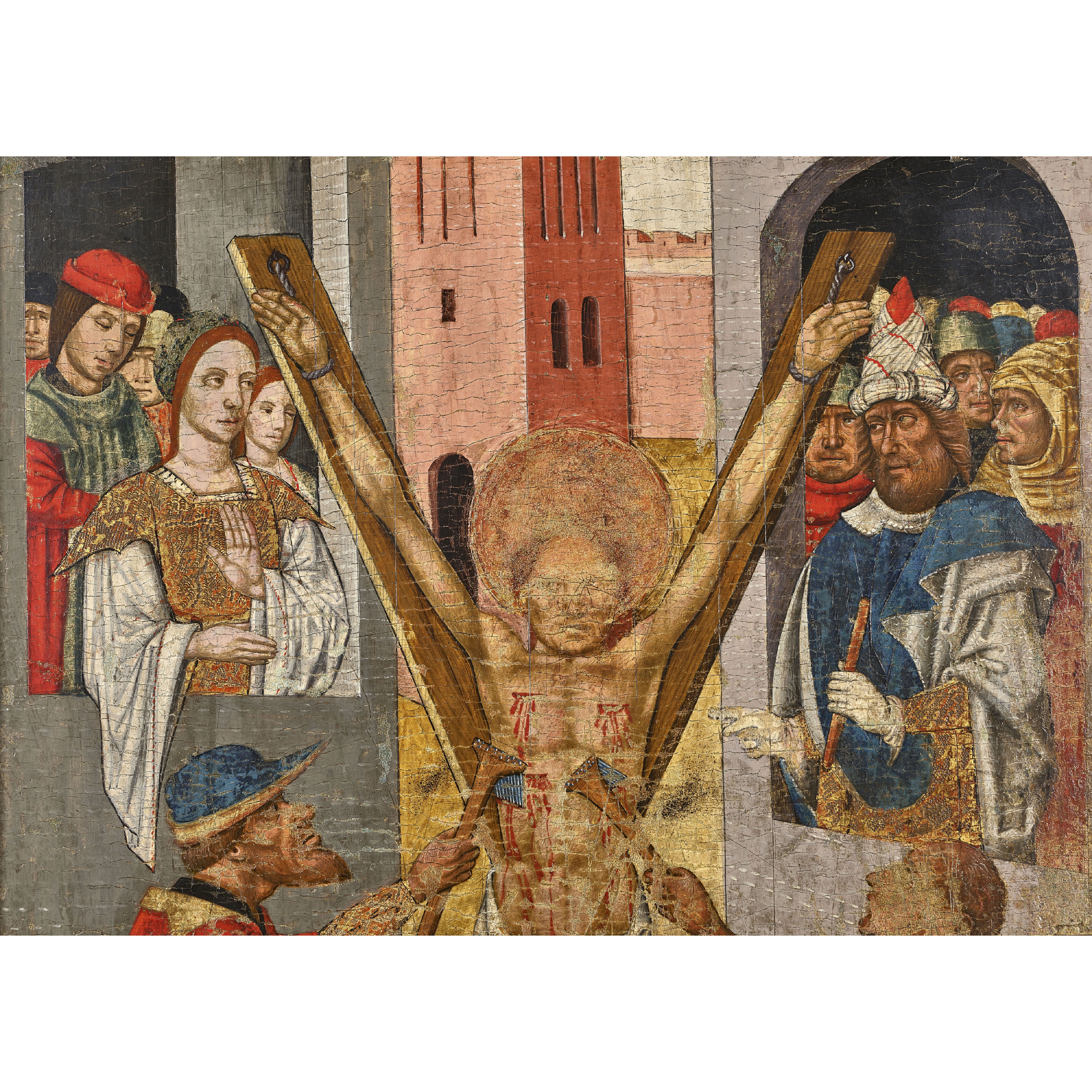 Artwork by Giacomo di Nicola da Recanati, Das Martyrium des Heiligen Andreas, Made of Oil on wood