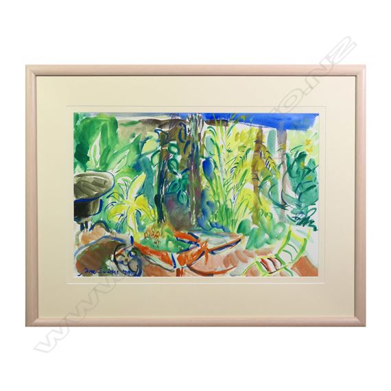 untitled garden scene by Jane Evans, 1979