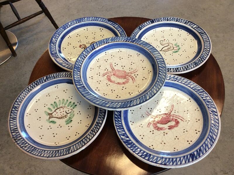 Lars Syberg | A ceramic cabaret dish and five plates | MutualArt