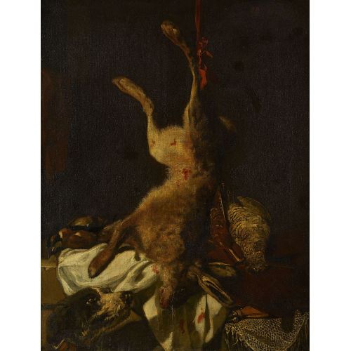 Stillleben mit erlegtem Hasen und Vögeln. by Marcel Verdier, 1844