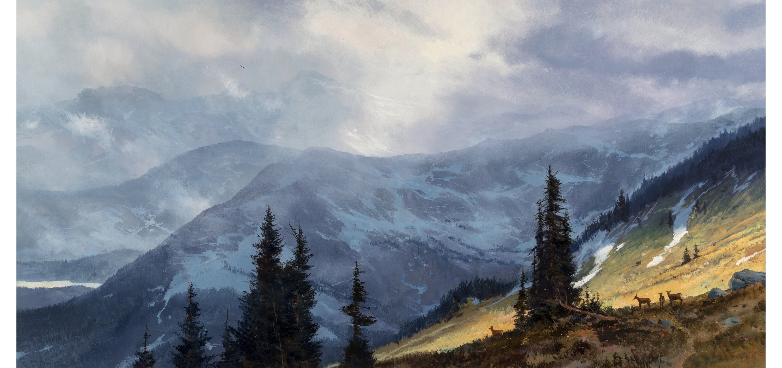 Artwork by Thomas Kinkade, High Meadow, Made of Oil on Masonite