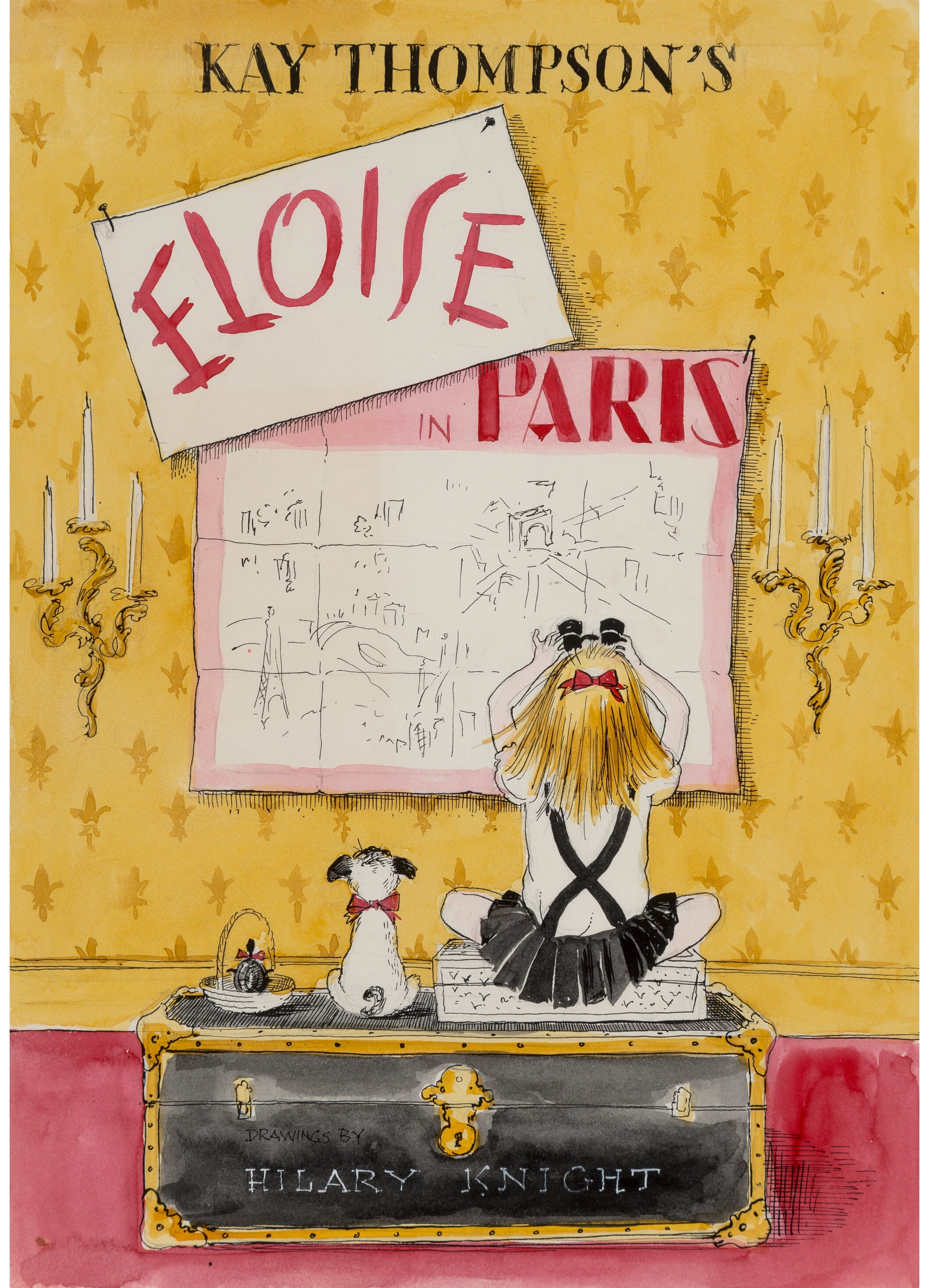 Artwork by Hilary Knight, Eloise in Paris, unpublished book cover, Made of Watercolor, ink, and pencil on paper