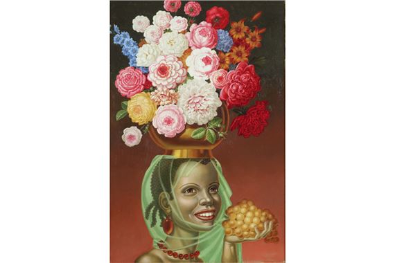 Zwarte Voruw met bloemenkrans by Pascal Van Den Steen