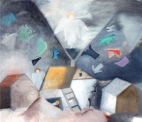 Dörfliche Szene by Natascha Paschukova, 1989