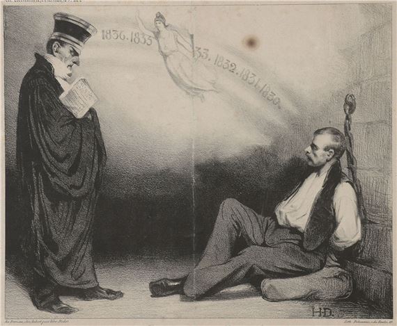 Et pourtant elle marche by Honoré Daumier, 1834