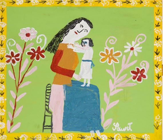 Saint Mary and Jesus in flowers by Katarzyna Gawlowa