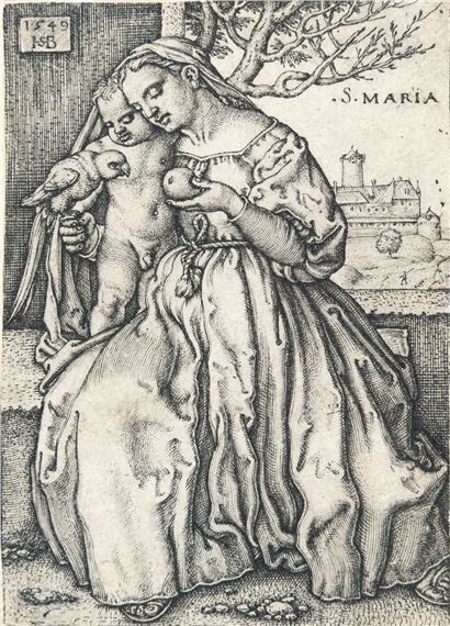 The Virgin and Child with the Parrot by Hans Sebald Beham, 1549