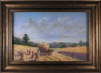 Landscape with a hay wagon - Dan Bout