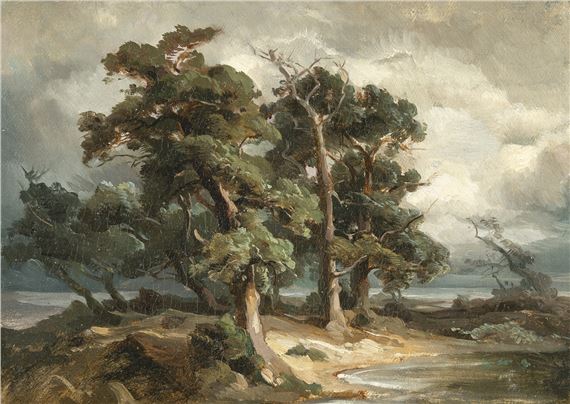 Oaks on a stormy Baltic coastline (Rügen) by Friedrich Preller the Elder, 1837