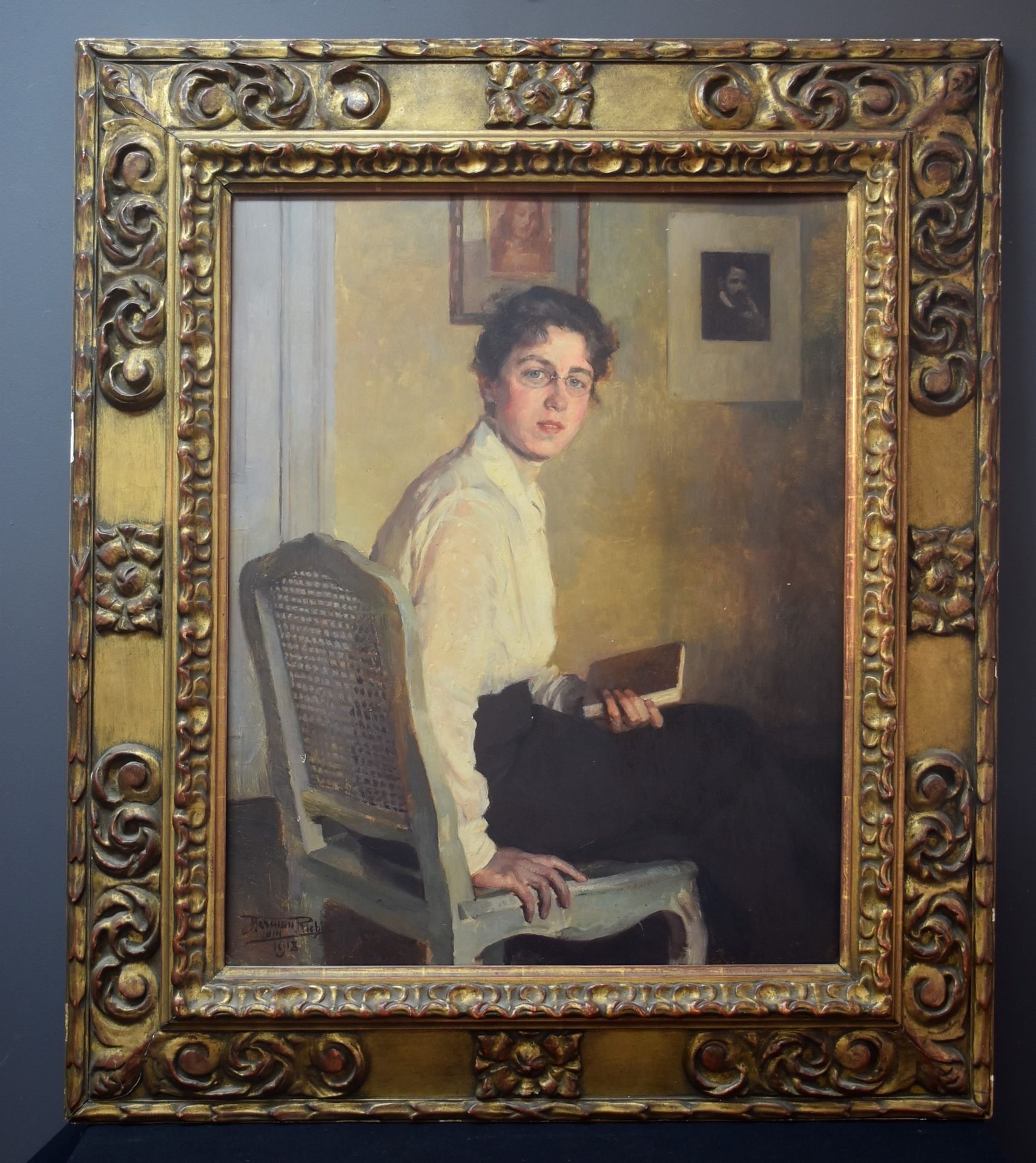 Herman Richir | Portrait of Germaine Richir painting a book by hand in ...