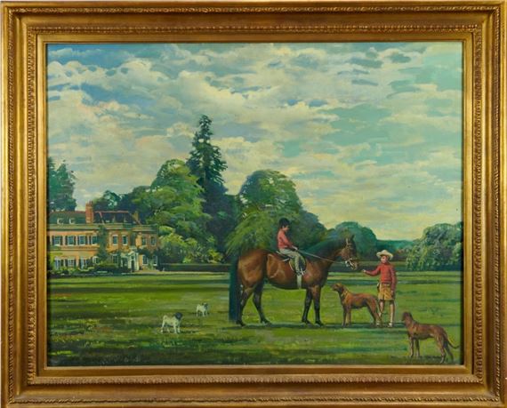 The Blackhall children at Langham Hall by Richard John Munro Dupont