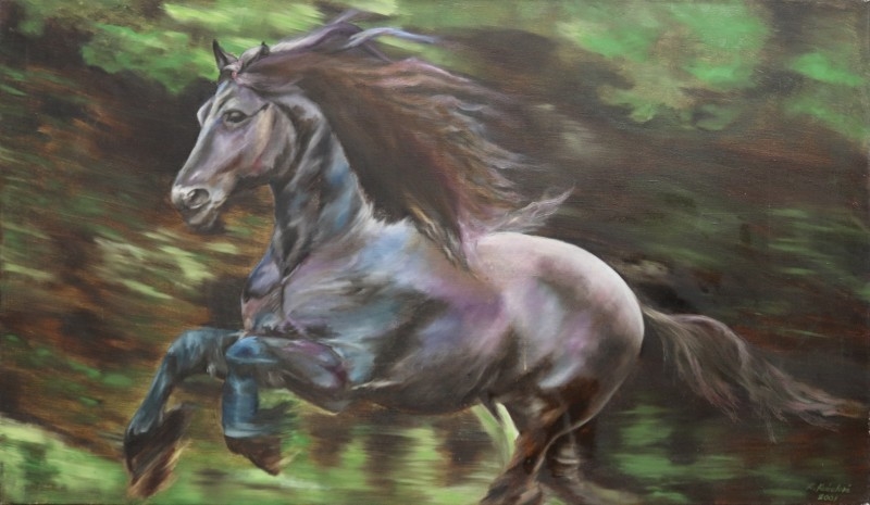 Artwork by Radka Kuželová, Letící vítr, Made of oil on canvas