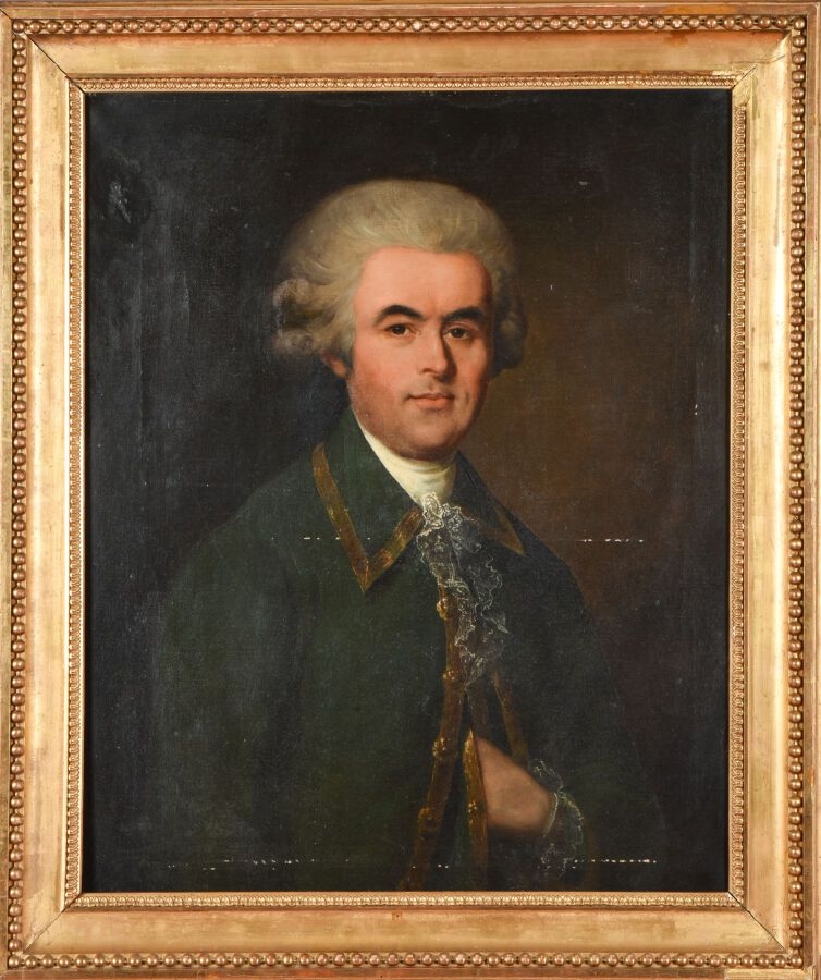 French School, 18th Century | Portrait of a man in bust with a powdered ...
