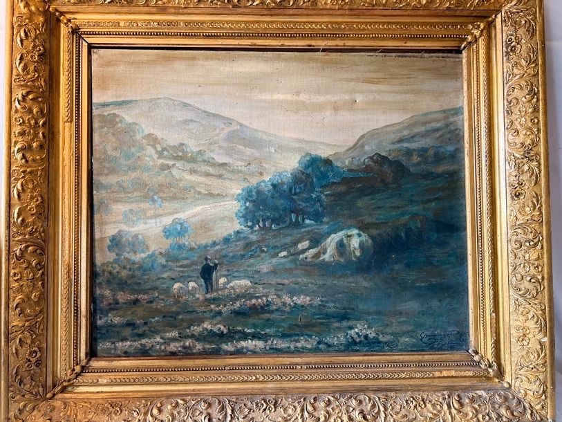 Artwork by E. Mangond, "In the pastures", Made of oil on canvas