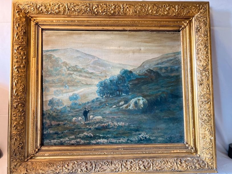 Artwork by E. Mangond, "In the pastures", Made of oil on canvas