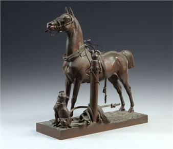 Harnessed horse and bulldog - Arthur Conrad Le Duc