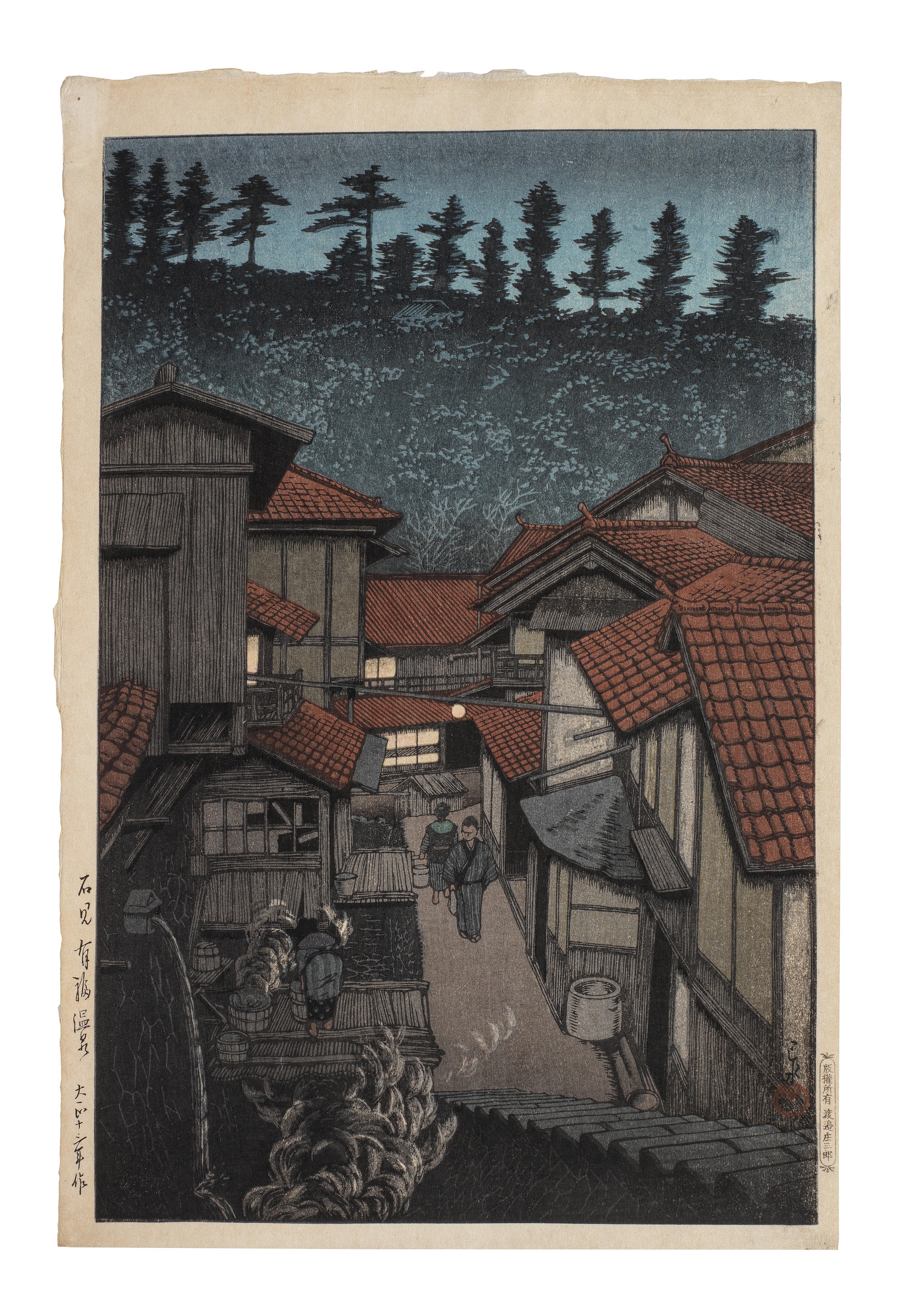 Artwork by Hasui Kawase, Taisho era (1912-1926), dated 1924, Made of oban tate e print