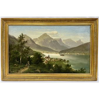 Village and Lake Scene - Robert Lechner