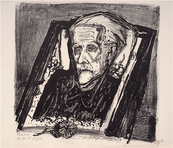 Otto Dix "Meine Mutter auf dem Totenbett II (Vorderansicht)" by Otto Dix, 1954