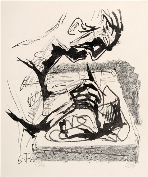 Otto Dix "Selbstbildnis beim Lithographieren" by Otto Dix, 1964