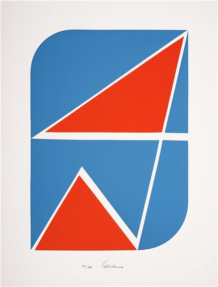 Hermann Glöckner "Zeichen in Rot und Blau" by Hermann Glöckner, 1969