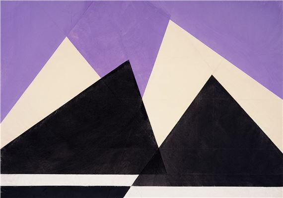 Hermann Glöckner, Schwarz-Weiße Aufgipfelung vor Violett by Hermann Glöckner, 1976