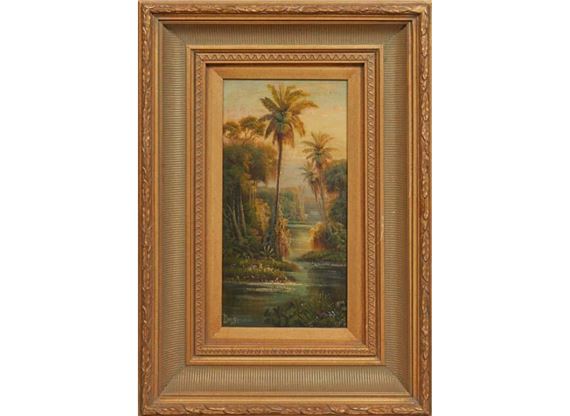 Swamp Scene with Palm Trees - Richard Christopher Davis