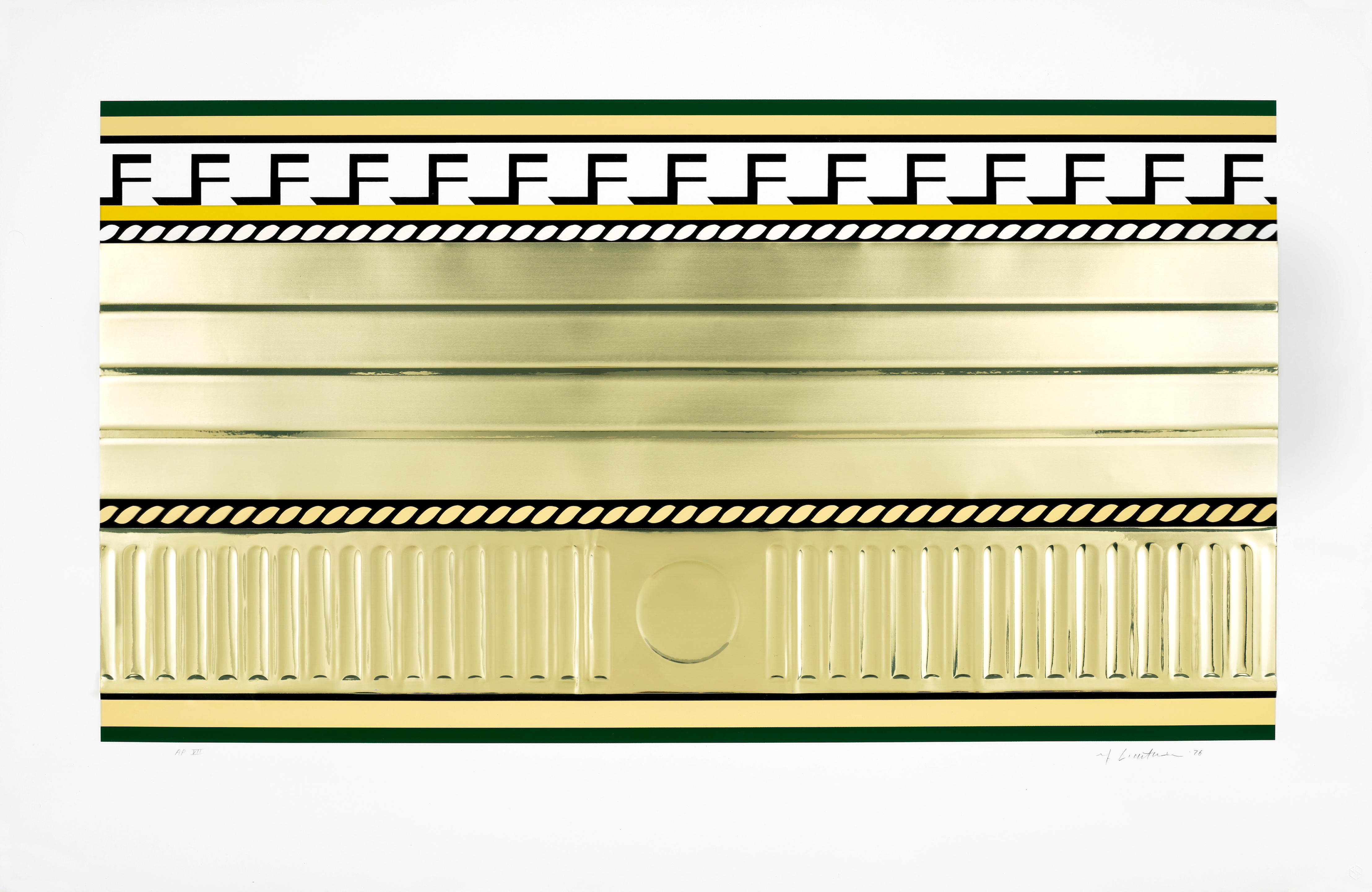 Artwork by Roy Lichtenstein, Entablature V, from Entablature Series, Made of Screenprint, lithograph and collage in colors with embossing on Rives BFK paper