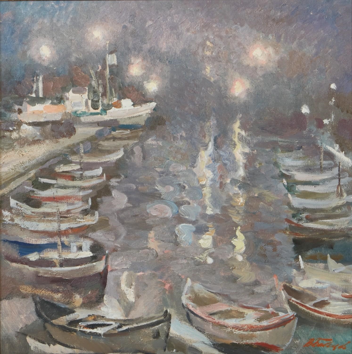 Continental School, 20th Century | Moored boats | MutualArt