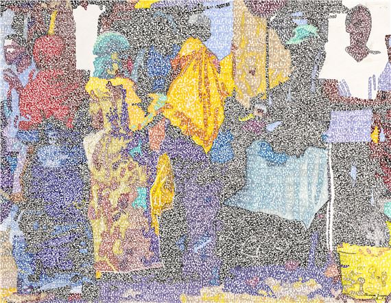 Le Marché Rufique Sénégal - Collection Scène de marché sénégalais - Alioune Diagne