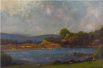 River landscape with fishermen - Henry Wolcott Boss