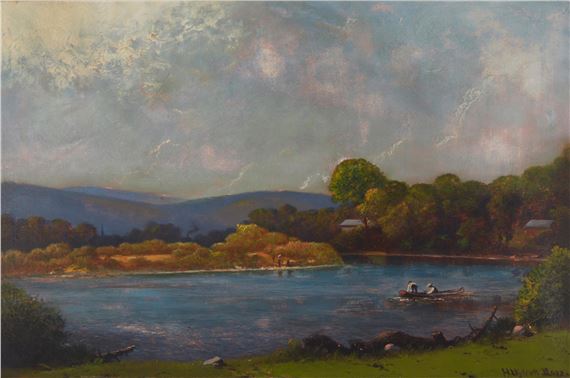 River landscape with fishermen by Henry Wolcott Boss