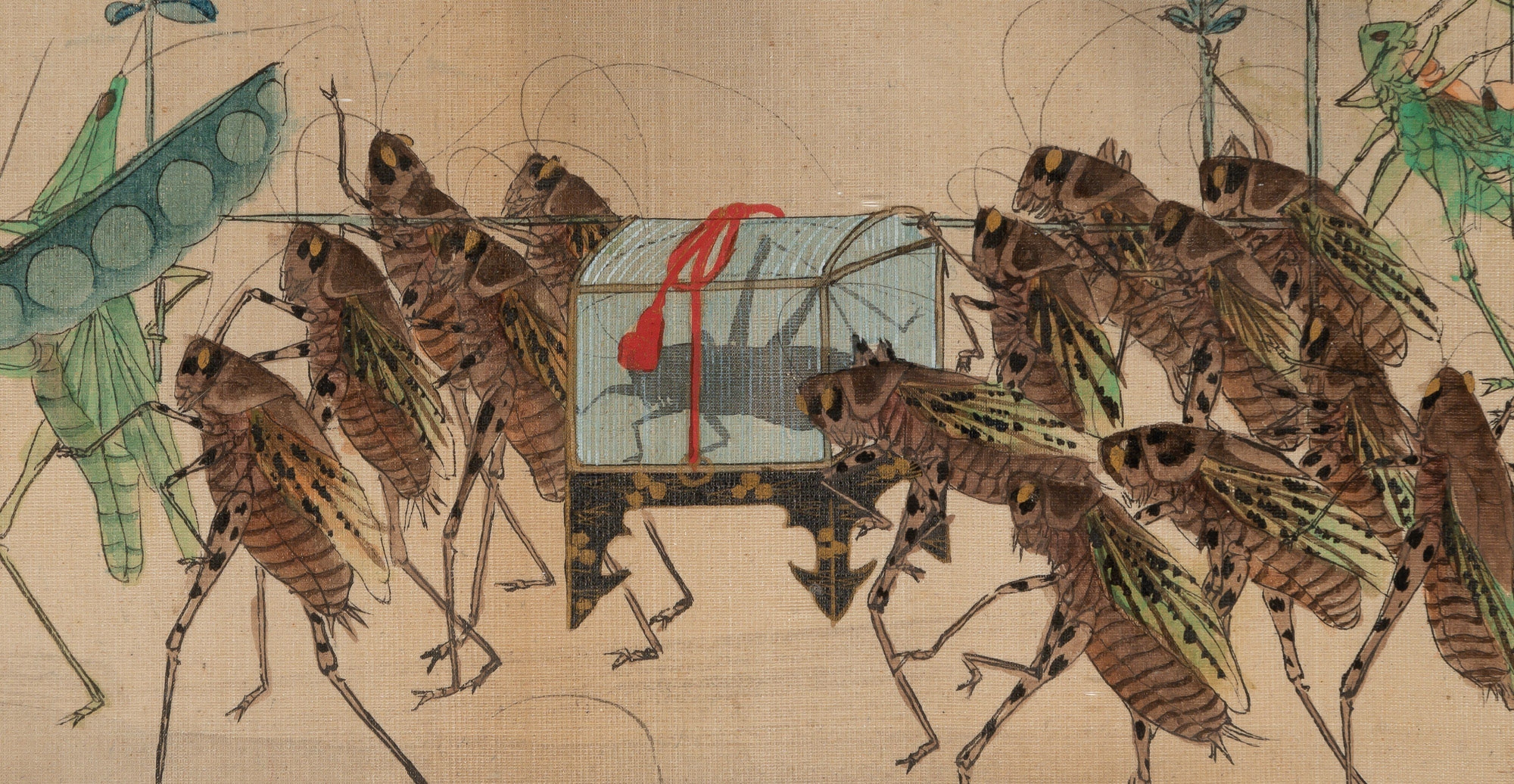 Japanese School, 19th Century | depicting a procession of insects and a ...