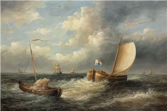 Dutch Sailing Ships in Stormy Seas - A. Hess