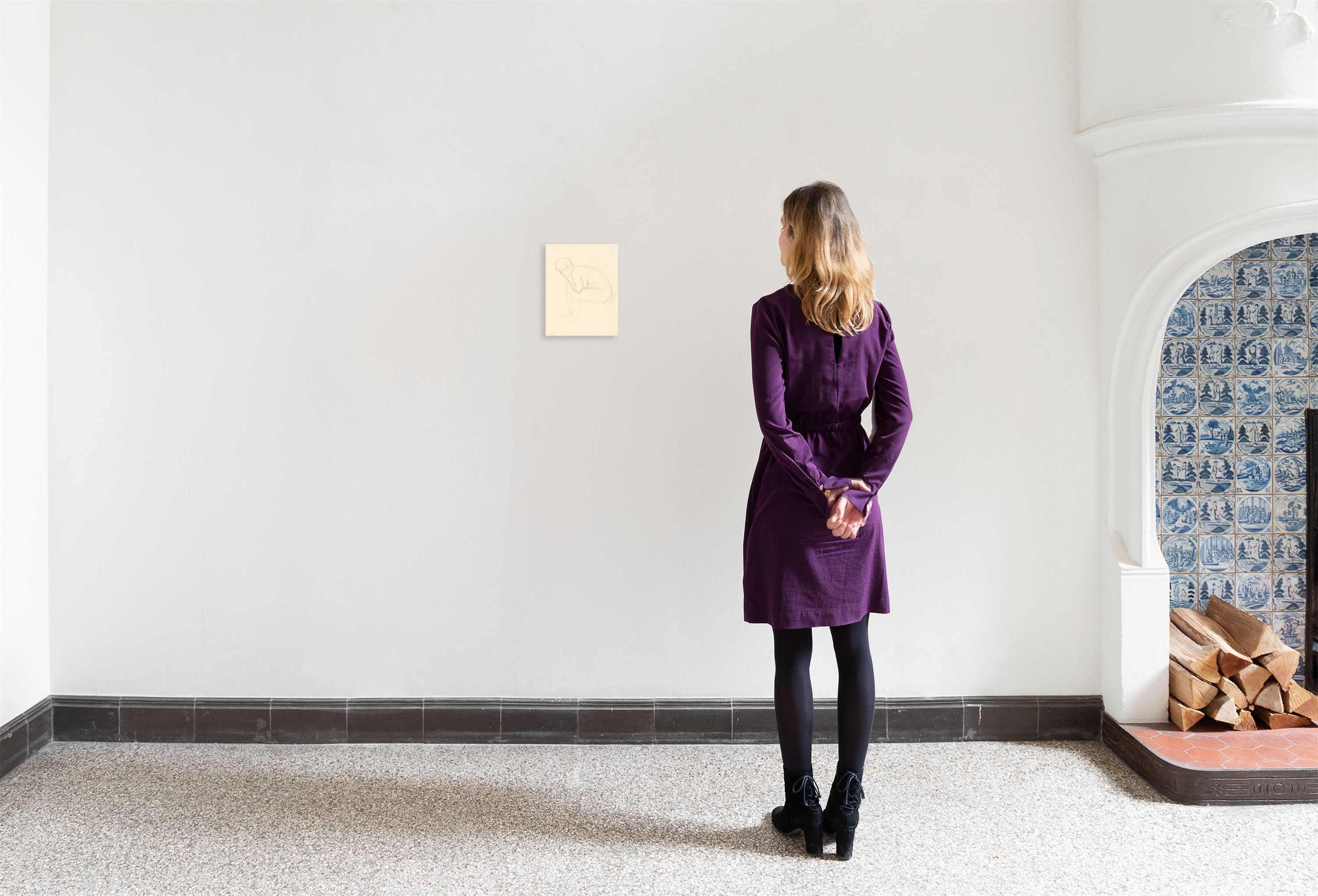 Artwork by Alexej von Jawlensky, ”Sitzender Akt im Profil, nach vorne gebeugt”., Made of Pencil on paper
