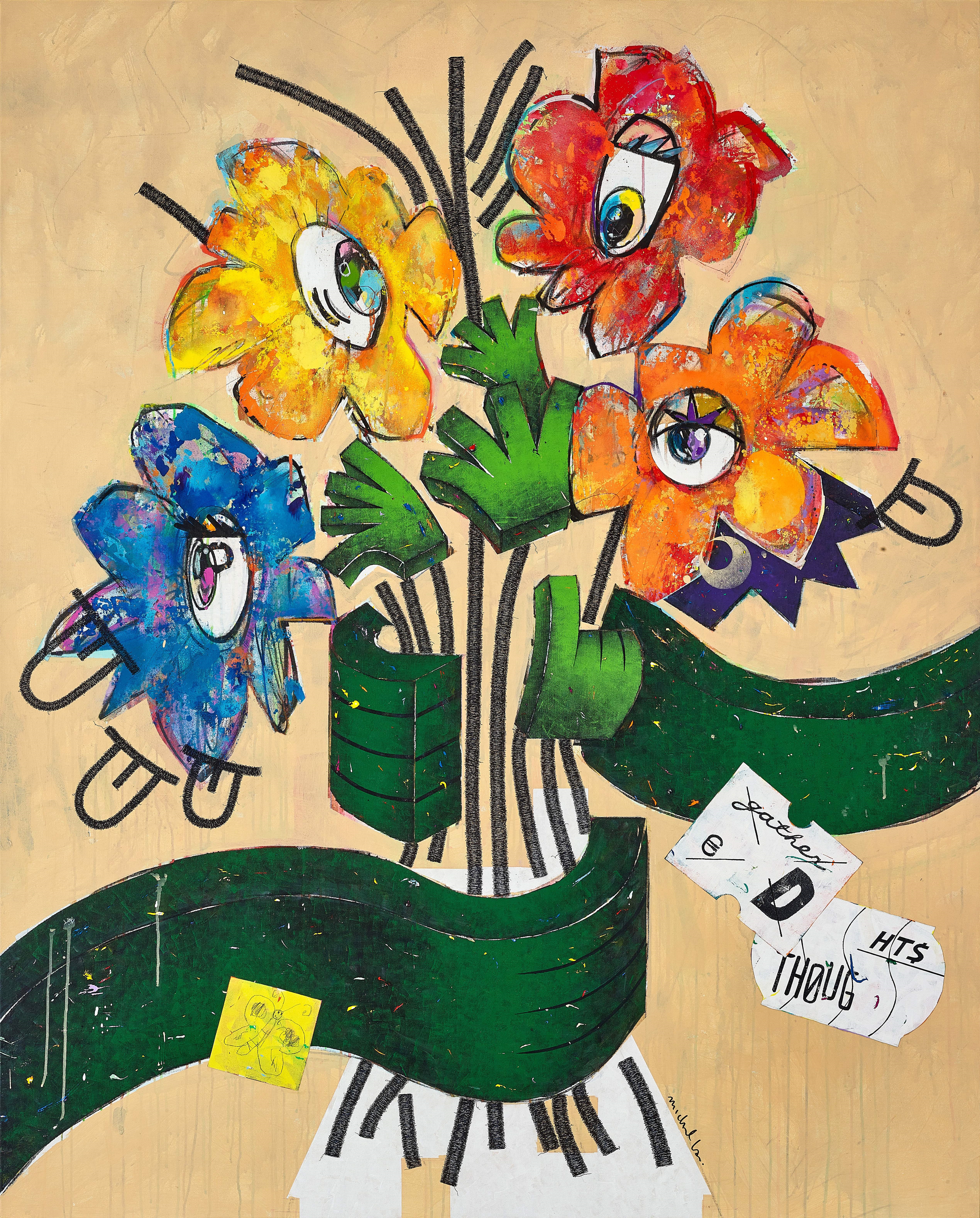 Artwork by Michael Lau, Gathered Thoughts, Flower Series, Made of acrylic on canvas