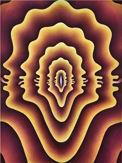 Lick Lick in Orange and Blue by Loie Hollowell, dated 2015