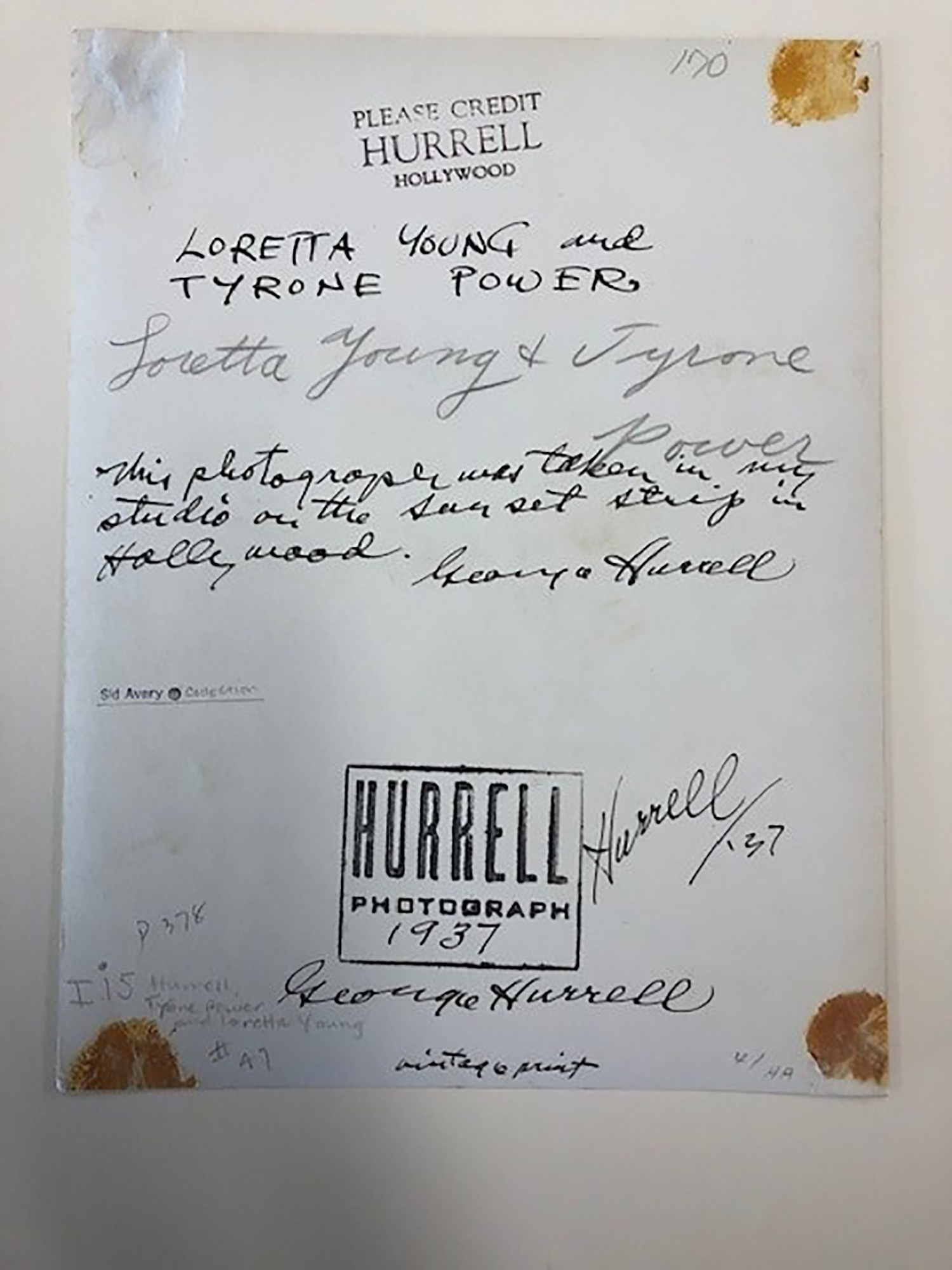 Artwork by George Hurrell, Loretta Young and Tyrone Power, Made of Gelatin silver print