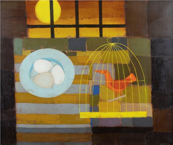 Still life with bird by Jean Oosterlynck