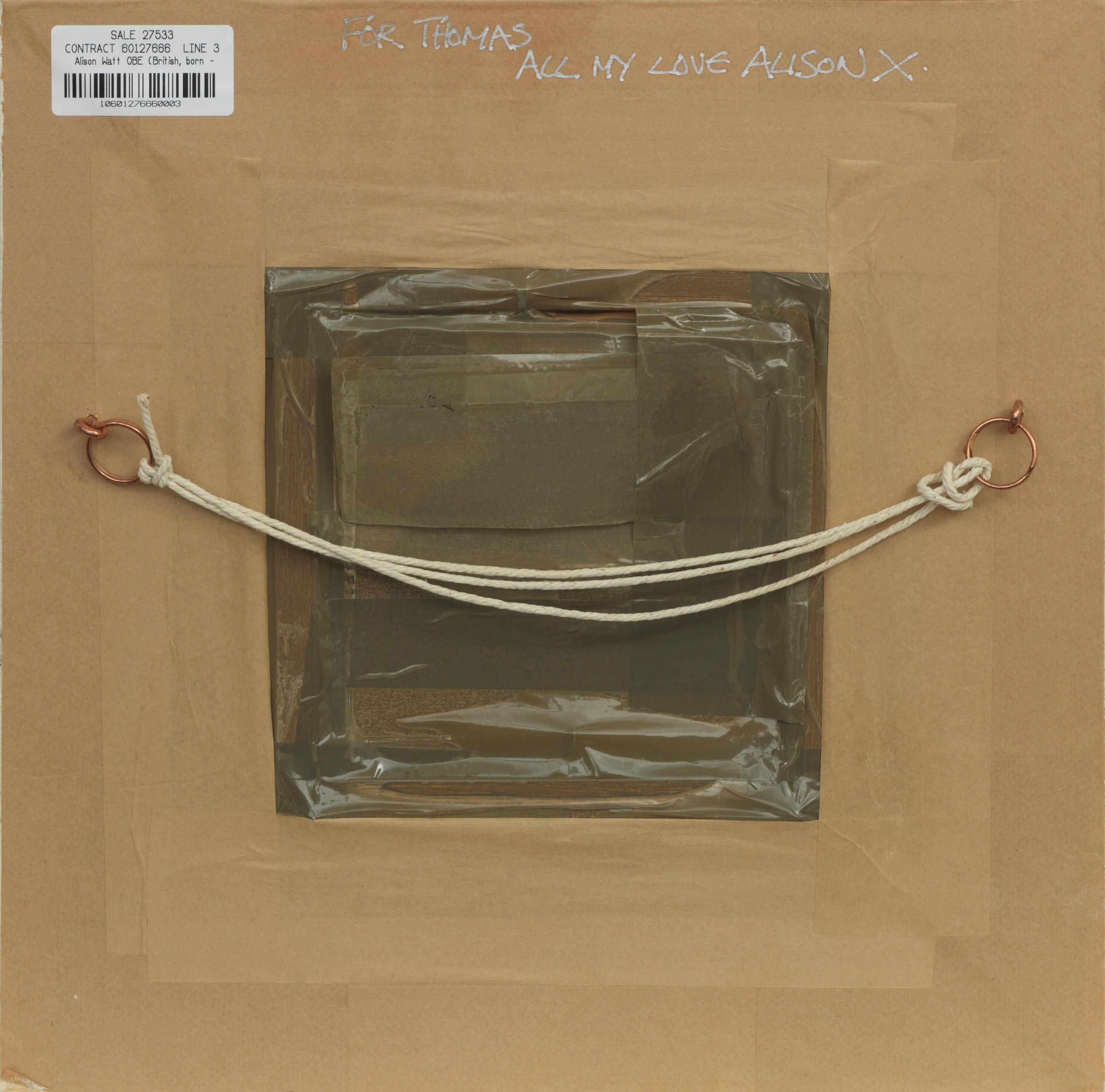 Artwork by Alison Watt, Cherub with dedication, Made of oil on board