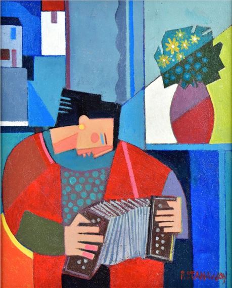 'The Accordion Player' by Peter Stanaway, dated 2014
