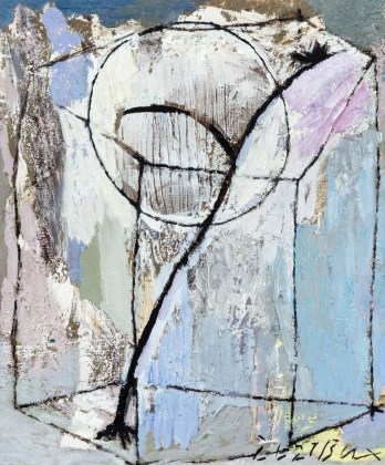 Artwork by Bae DongHwan, Pine in the Glass Tube on the Moon, Made of oil on canvas