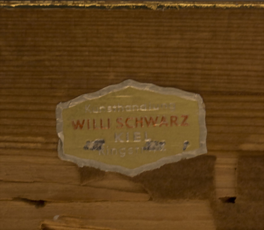 Artwork by Ewald Lifferth, Ansicht von Kiel / View of Kiel, Made of oil on fiberboard